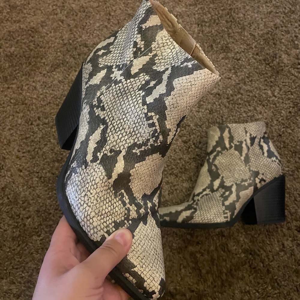 DSW snake skin booties